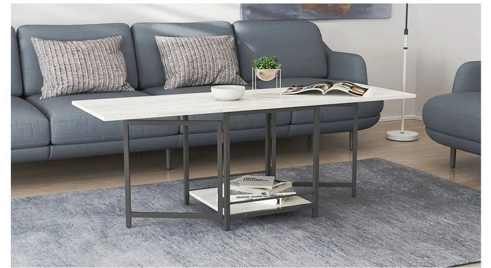 Стол журнальный трансформер Куб Комбо Ferrum-decor 540x532x500 Черный металл ДСП Бетон 16 мм (FRD-105155)