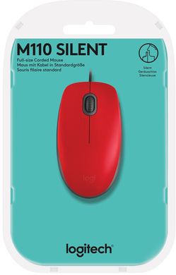 Мышь LogITech M110 Silent USB Red/Black