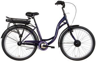 Електровелосипед 26" Dorozhnik AQUAMARINE рама- 350 Вт 36 В редуктор. передній ні, 12,8 А*ч GP із кріпл. до багажн., 2022 (темно-фіолетовий))
