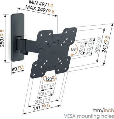 Крiплення настiнне Vogels TVM 1223 Чорний