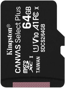 Карта памяти Kingston microSDXC 64Gb Canvas Select+ A1 (R100/W10)