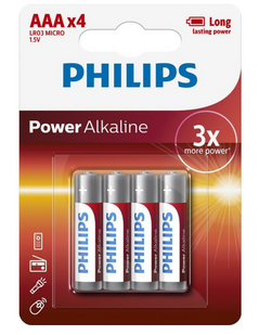 Батарейка Philips Power Alkaline AAA щелочная, блистер, 4 шт