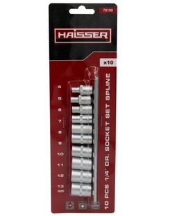 Набір головок торцевих універсальних Haisser 1/4" 4-13мм 10 од.