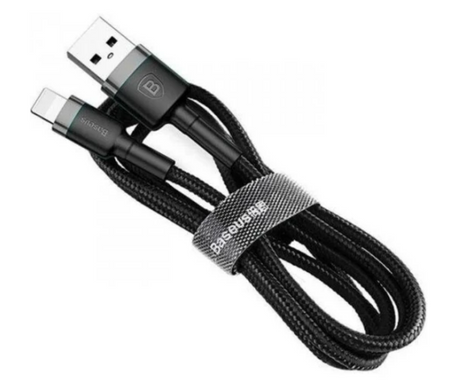 Кабель Baseus Cafule USB Lightning 1.5A 2M чорно-сірий