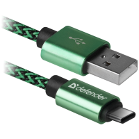 Кабель Defender (87816)USB09-03T PRO USB(AM)-C Type, 1m зелений