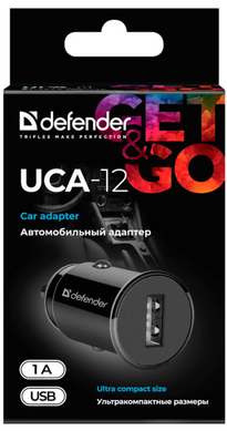 Автомобильное зарядное устройство Defender UCA-12 black, 1xUSB, 5V / 1A (83591)