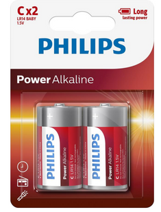 Батарейка Philips Power Alkaline щелочная C(LR14) блистер, 2 шт