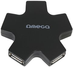 USB-хаб Omega 4 Port USB 2.0 Hub Star Black