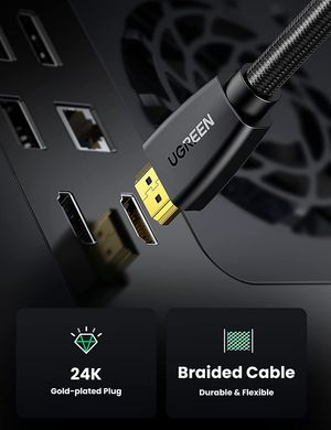 Кабель Ugreen HD118 High-End HDMI Cable Nylon Braid 1m (Чорний)