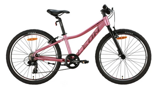 Велосипед алюміній 24" Leon JUNIOR Vbr рама-12" рожевий з чорним (матовий) 2024