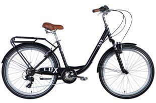 Велосипед 26" Dorozhnik LUX AM Vbr чорний (матовий) з багажником задн St з крылом St 2024