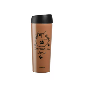 Термочашка Ardesto Coffee time Cat, 450мл, нержавеющая сталь, коричневый