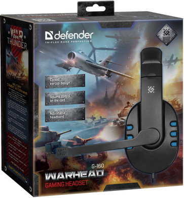 Гарнитура Defender Warhead G-160 Black+Blue (64118)