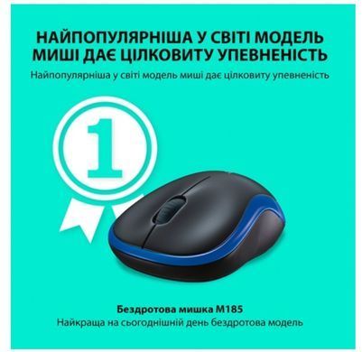 Миша LOGITECH Wireless Mouse M185 BLUE - EWR2 (910-002236)