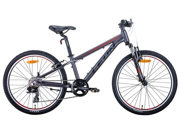Велосипед 24" Leon JUNIOR AM 2021 (антрацитний з червоним (м))