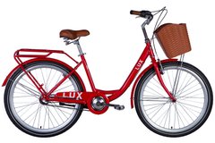 Велосипед ST 26" Dorozhnik LUX планет с багажником задн St с корзиной Pl с крылом St 2024 (красный)