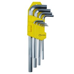 Набор ключей Г-образных удлиненных HEX 9 единиц 1,5-10 мм Сталь