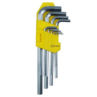 Набір ключів Г-подібних подовжених HEX 9 одиниць 1,5-10 мм Сталь