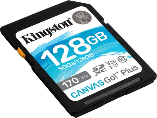 Карта пам'ятi Kingston SDXC 128GB Canvas Go+ Class 10 UHS-I U3 V30 (SDG3/128GB)