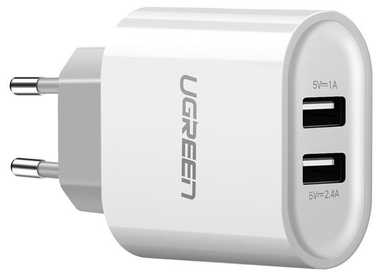 Мережевий зарядний пристрій Ugreen CD104 2xUSB 3.4A Charger (White)