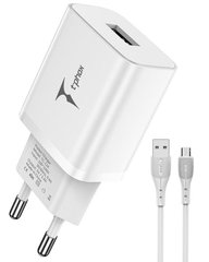Сетевое зарядное устройство T-Phox TCC-124 Pocket USB + MicroUSB Cable (White)