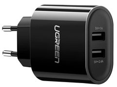 Сетевое зарядное устройство Ugreen CD104 2xUSB 3.4A Charger (Black)