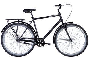 Велосипед 28" Dorozhnik COMFORT MALE чорний (матовий) з багажником задн St з крылом St 2024
