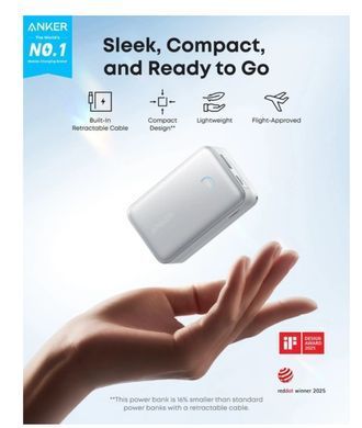 Батарея мобильная Anker Nano - 10000 mAh 45W USB-C Cable White (A1638H21)