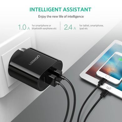 Сетевое зарядное устройство Ugreen CD104 2xUSB 3.4A Charger (Black)