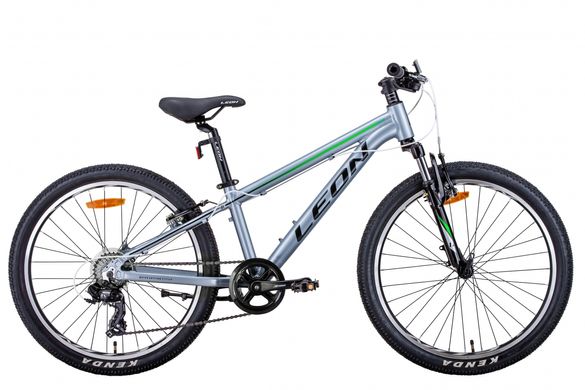 Велосипед 24" Leon JUNIOR AM 2021 (серебристо-черный с зеленым)
