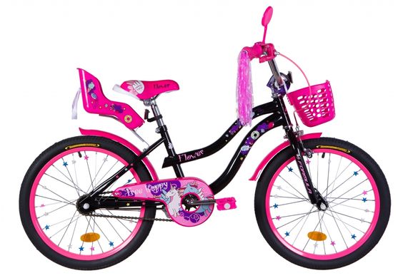 Велосипед 20" Formula FLOWER PREMIUM 2021 (чорний з рожевим)