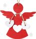 Новогодняя игрушка, декоративная, ангел с сердцем, красный, 11,5см, дерево фото 2