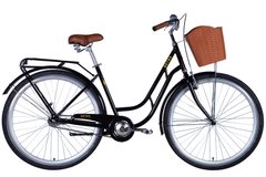 Велосипед 28" Dorozhnik RETRO черный с багажником заднего St с корзиной Pl с крылом St 2024