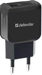 Мережевий зарядний пристрій Defender EPA-13 Black, 2xUSB, 5V/2.1A, package (83840)