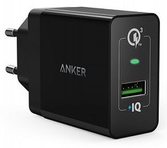 Мережевий зарядний пристрій Anker PowerPort+ 1 with QC 3.0 & PowerIQ (Black)