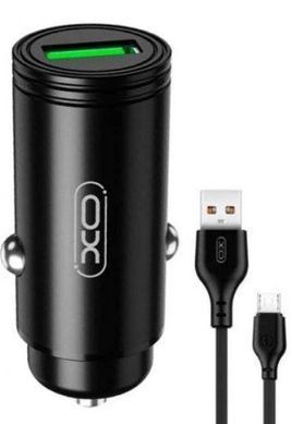 Автомобільний зарядний пристрій XO CC39 1USB 18W QC3.0 + microUSB cable Black