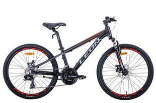 Велосипед 24" Leon JUNIOR AM DD 2021 (чорно-помаранчевий з сірим (м))