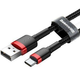 Кабель Baseus Cafule USB to Type-C 2A 2m (CATKLF-C91) красно-черный