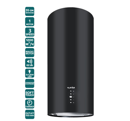Вытяжка Ventolux ISOLA CILINDRO 35 BK (1200) ST MM
