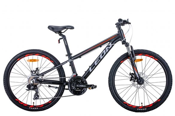 Велосипед 24" Leon JUNIOR AM DD 2021 (чорно-помаранчевий з сірим (м))