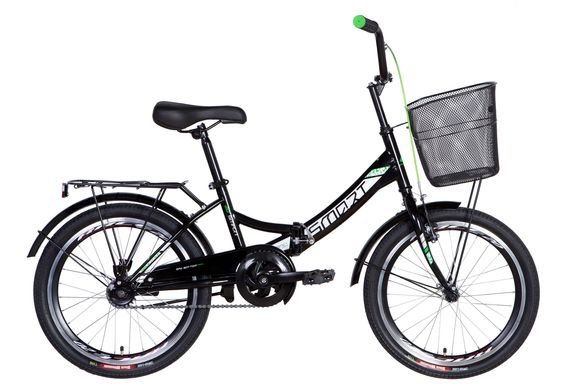 Велосипед 20" Formula SMART с корзиной 2021 (черно-зеленый )
