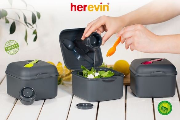 Ланчбокс з приладами Herevin Salad Box Grey Mix (161450-560)
