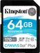 Карта памяти Kingston SDXC 64GB Canvas Go+ Class 10 UHS-I U3 V30 (SDG3/64GB) фото 1