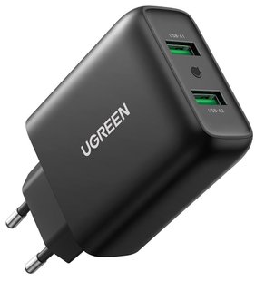 Сетевое зарядное устройство Ugreen CD161 36W 2xUSB QC 3.0 Charger (Black)