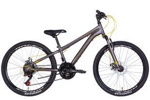 Велосипед 24" Discovery RIDER AM DD 2022 (темно-серебристый с желтым (м))