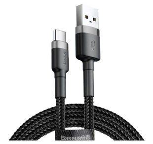 Кабель Baseus Cafule USB to Type-C 2A 2m (CATKLF-CG1) серо-черный