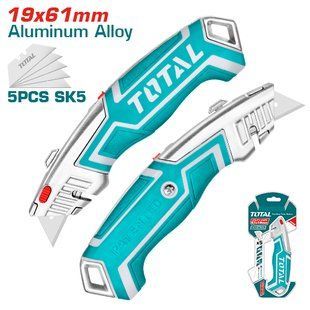 Нож TOTAL THT5116118 выдвижное лезвие 61x19мм, длина 180мм