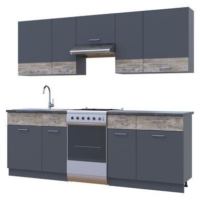 Кухня модульна Лея Doros 260х60х250 см Графіт/Дуб клондайк (DRS-011379)