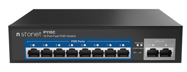 Комутатор Netis P110C 10 Port Fast Ethernet PoE Switch 8 ports POE+2RJ45