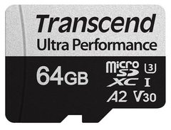 Картка пам'ятi Transcend microSDXC 340S 64GB UHS-I U3 A2 + ad